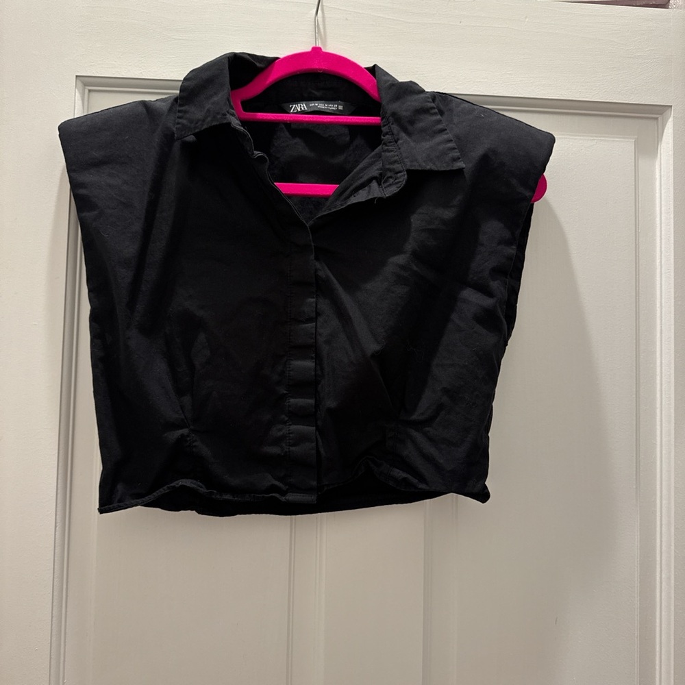 Zara Black Button-Up Crop Top